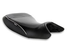 World Sport Aftermarket Motorcycle Front Seat Only for the Honda NT1100 shown with Performance Plus upholstery with DTX and metallic silver welt and stitch (WS-710F-SE)..